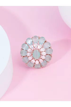 Ami Rose Gold-Plated Cubic Zirconia Studded Finger Ring