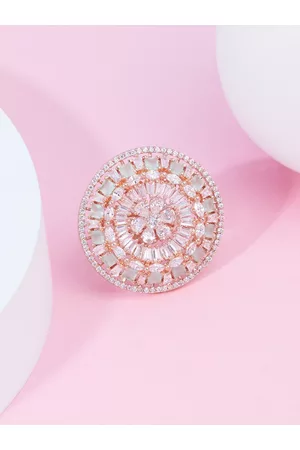 Ami Rose Gold-Plated Cubic Zirconia Studded Finger Ring