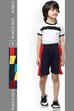 IndiWeaves Boys Pack of 5 Side Striped Pure Cotton High-Rise Shorts