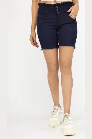 AngelFab Women High-Rise Denim Shorts