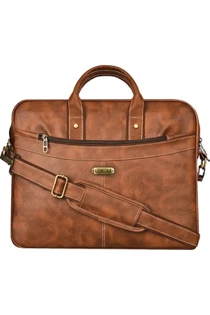 Lorem Unisex Tan Textured Messenger Bag