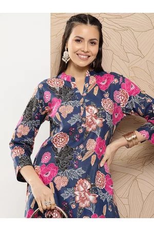 Bhama Couture Floral Printed Regular Kurta with Trousers