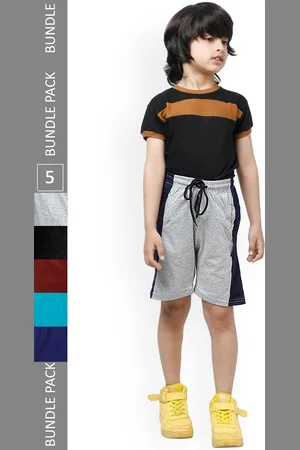 IndiWeaves Boys Pack Of 5 High-Rise Pure Cotton Shorts