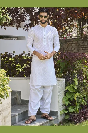 See Designs Mandarin Collar Floral Embroidered Chikankari Pure Cotton Kurta