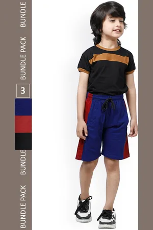IndiWeaves Boys Pack Of 3 Colourblocked High-Rise Pure Cotton Shorts