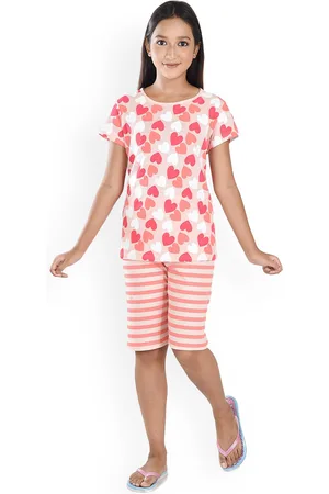 Clothe Funn Girls Printed Pure Cotton T-Shirt With Capris