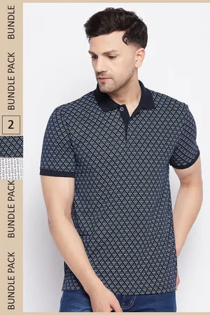 WILD WEST Men Pack of 2 Printed Polo Collar Cotton T-shirts