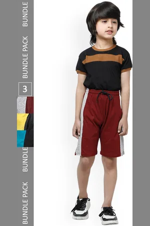IndiWeaves Boys Pack Of 3 High-Rise Pure Cotton Shorts