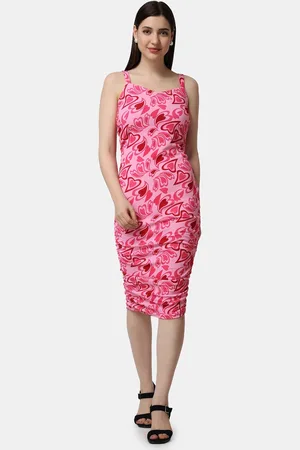 Popwings Floral Print Ruffled Bodycon Dress