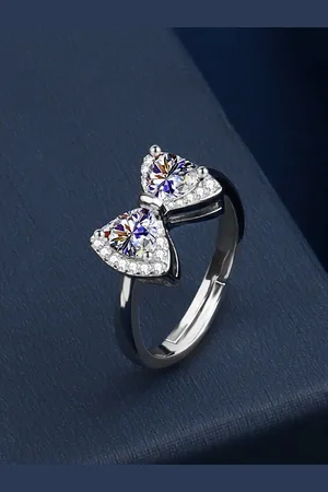 Myki Silver-Plated CZ-Studded Adjustable Ring