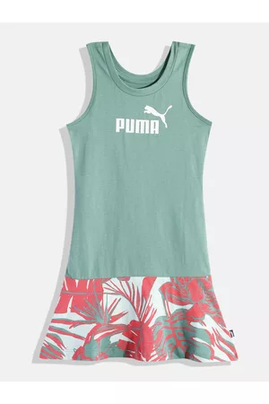 PUMA Girls Tropical Printed Pure Cotton Slim Fit A-Line Dress