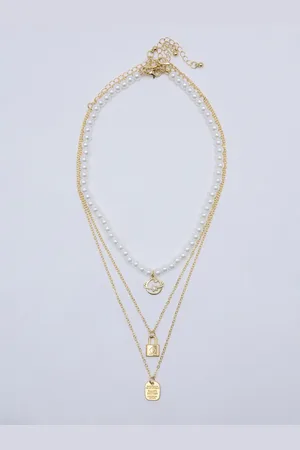 20Dresses Set Of 3 Lock Pendant Necklace