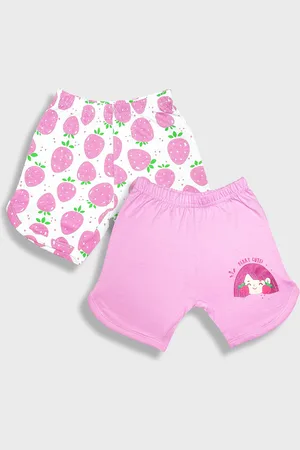 YK Girls Pack Of 2 Graphic Printed Pure Cotton Shorts