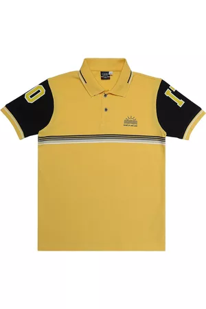 CAVIO Boys Colourblocked Polo Collar Cotton T-shirt