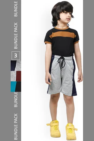 IndiWeaves Boys Pack of 3 Side Striped Pure Cotton High-Rise Shorts