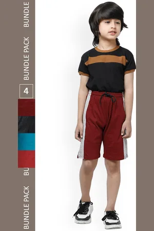 IndiWeaves Boys Pack Of 4 Striped Pure Cotton Shorts