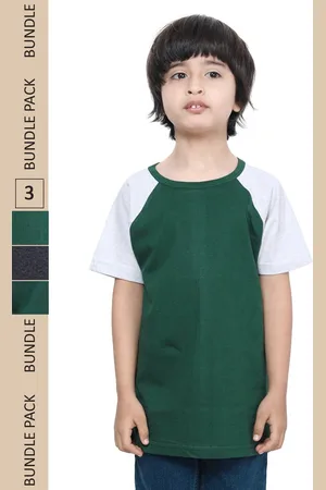IndiWeaves Boys Pack Of 2 Raglan Sleeves Pure Cotton T-shirt