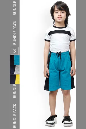 IndiWeaves Boys Pack Of 3 High-Rise Pure Cotton Shorts