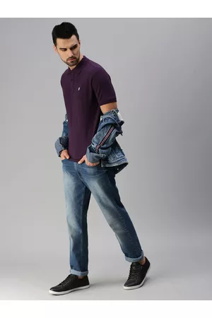 ONN Men Purple Solid Polo Collar T-shirt
