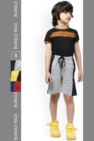 IndiWeaves Boys Pack Of 3 High-Rise Pure Cotton Shorts