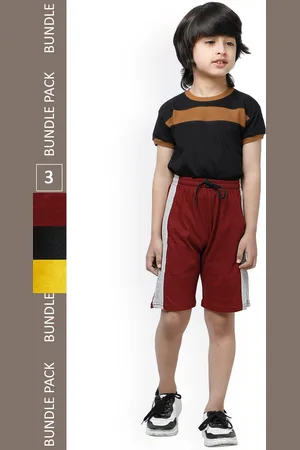 IndiWeaves Boys Pack Of 3 Striped High-Rise Pure Cotton Shorts