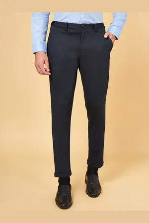 Pantaloons Men Self Designed Mid-Rise Trousers