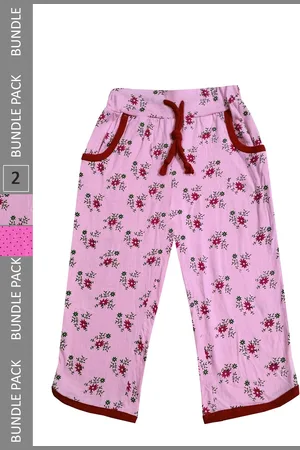IndiWeaves Girls Pack of 2 Mid-Rise Cotton Printed Capris