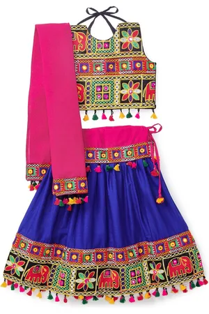Banjara Girls Embroidered Ready to Wear Cotton Lehenga & Blouse With Dupatta