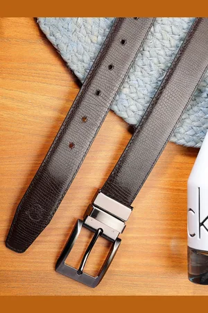 ZEVORA Men Textured Leather Reversible Belt