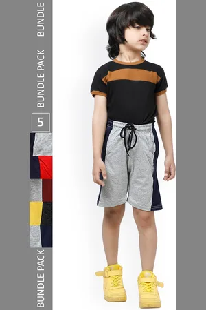IndiWeaves Boys Pack Of 5 High-Rise Pure Cotton Casual Shorts