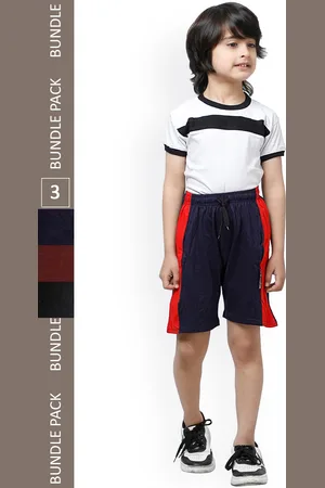 IndiWeaves Boys Pack Of 3 High-Rise Pure Cotton Casual Shorts