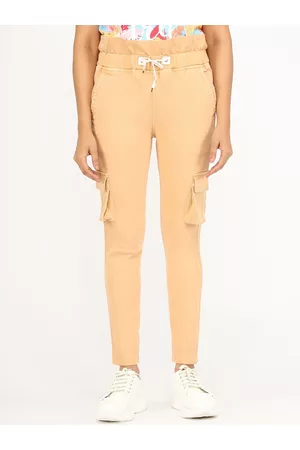 AngelFab Women Relaxed Cotton Denim Cargos Trousers