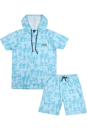 CAVIO Boys Printed Hooded T-shirt With Shorts Set