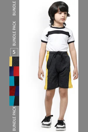 IndiWeaves Boys Pack of 5 Pure Cotton Shorts