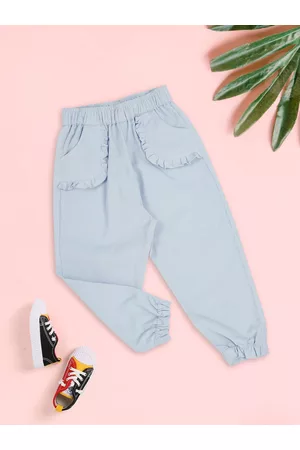 MeeMee Girls Ruffled Cotton Joggers