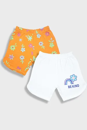 YK Girls Pack Of 2 Floral Printed Pure Cotton Shorts