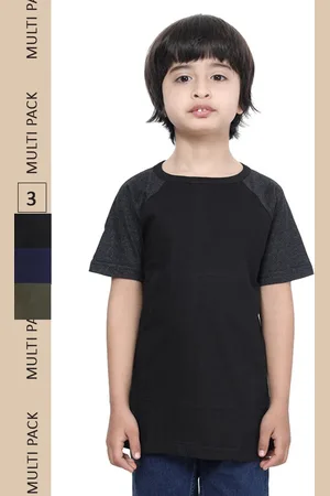 IndiWeaves Boys Pack Of 3 Raglan Sleeves Pure Cotton T-shirt