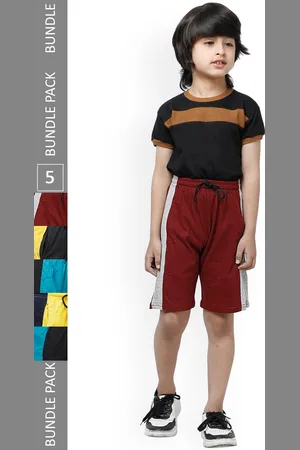 IndiWeaves Boys Pack Of 5 Striped Pure High-Rise Pure Cotton Shorts