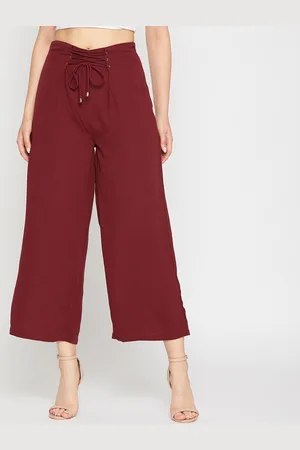 marie claire Women Maroon High-Rise Parallel Trousers