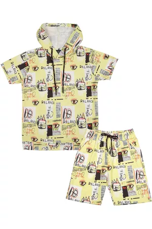CAVIO Boys Printed Hooded T-shirt With Shorts Set
