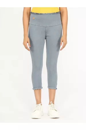 AngelFab Women Regular Fit Cotton Denim Capris