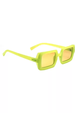 Peter Jones Eyewear Unisex Yellow Lens & Green Square Sunglasses with UV Protected Lens