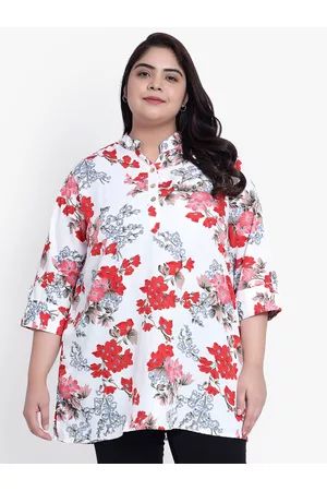 indietoga Women Plus Size Floral Printed Casual Tunic