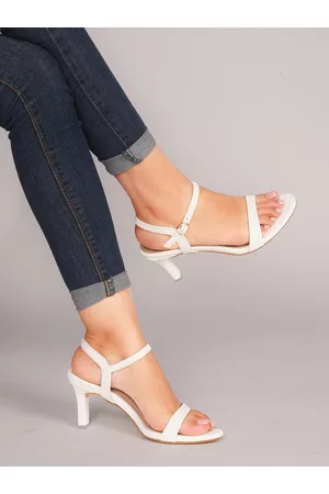 SHUZ TOUCH Open Toe Kitten Heels with Buckles