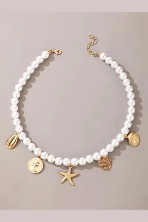 Jewels Galaxy Brass Gold-Plated Pearl Studded Contemporary Necklace