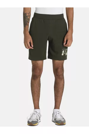 PUMA Men Olive Green Rebel CAMO Typography Printed Sports Shorts