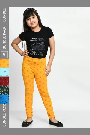 BAESD Girls Pack Of 5 Printed Super Soft Cotton Ankle-Length Leggings