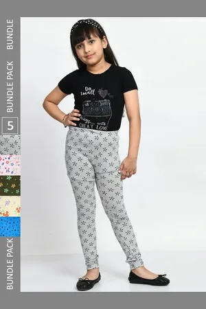 BAESD Girls Pack Of 5 Printed Ankle Length Pure Cotton Leggings
