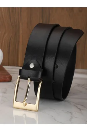 Mast & Harbour Men Black Leather Formal Belt