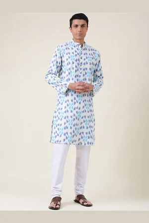 Fabindia Abstract Printed Band Collar Cotton Kurta